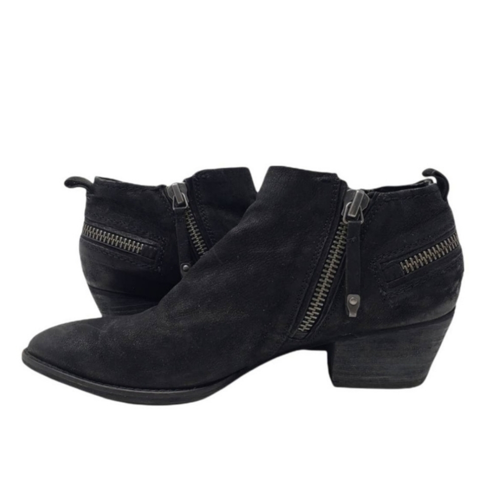 Dolce Vita Women Moto Leather Double Zip Heels Boots shoes sz 7.5